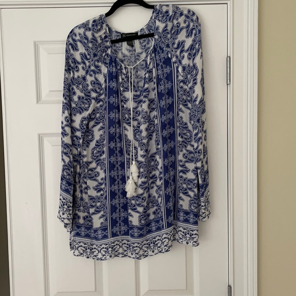 INC women’s flowy blouse with tassel tie